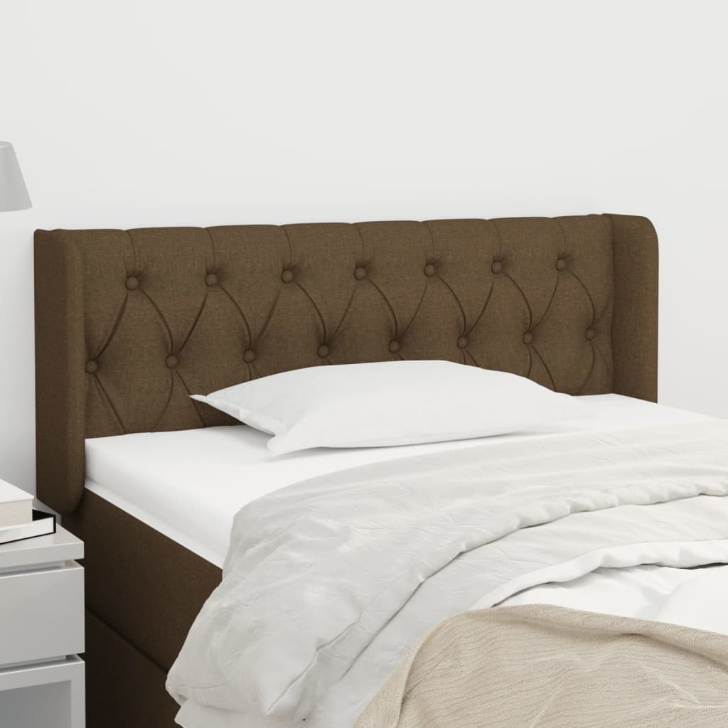 Testiera Ad Orecchio Marrone Scuro 93x16x78/88 Cm In Tessuto