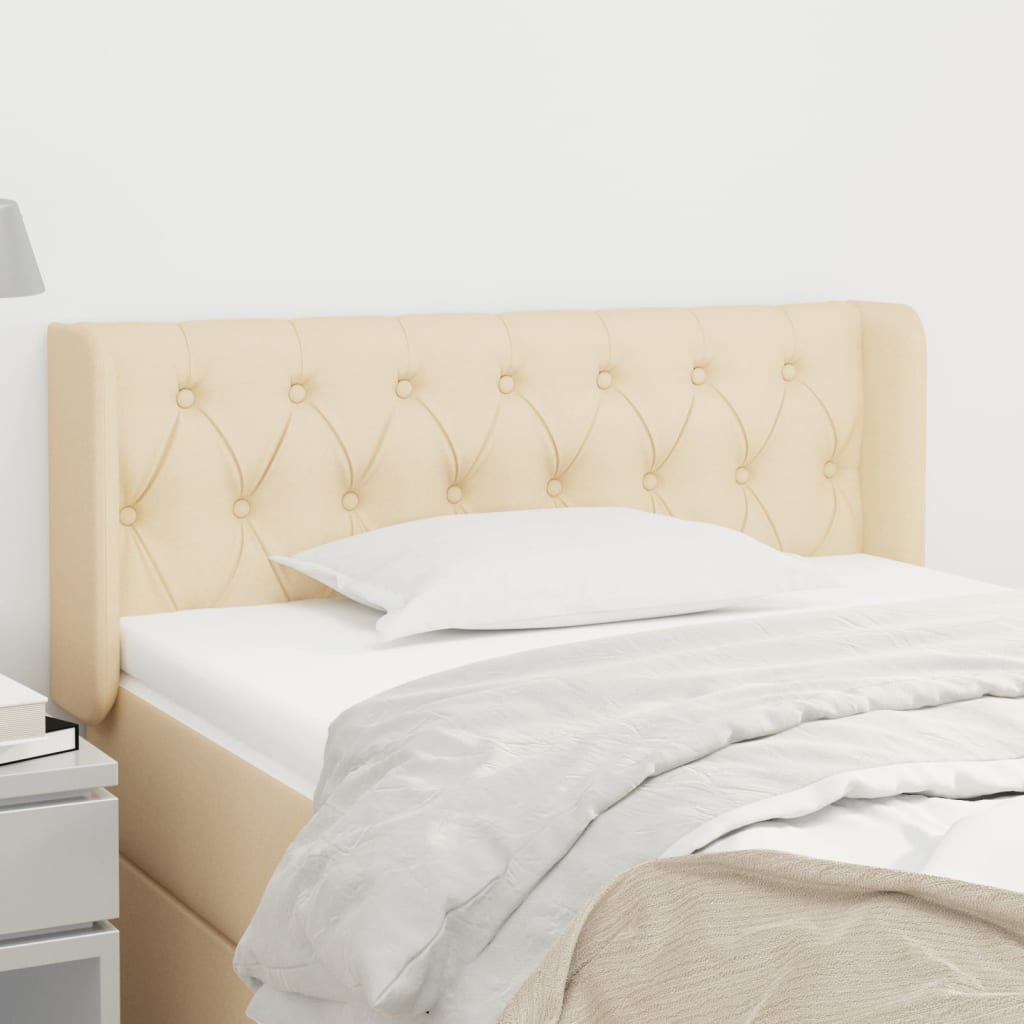 Testiera Ad Orecchio Crema 93x16x78/88 Cm In Tessuto