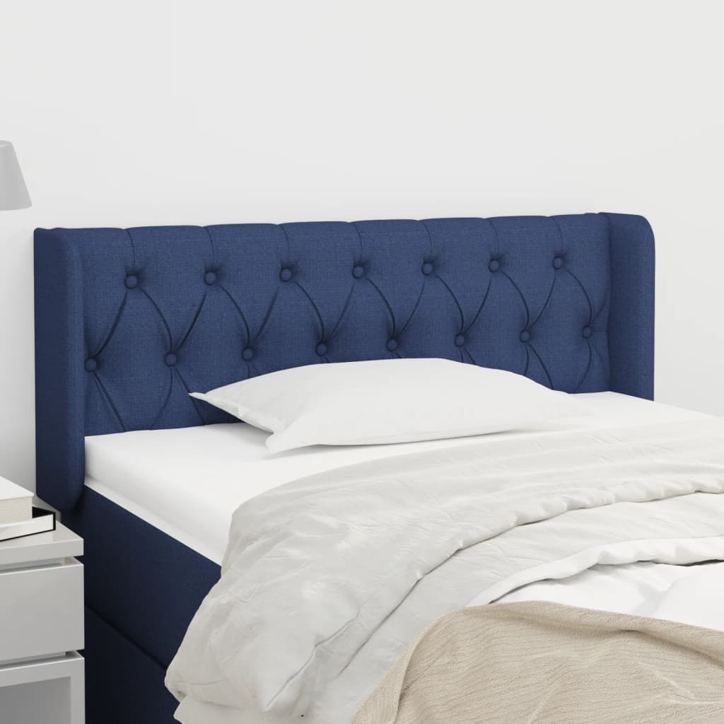 Testiera Ad Orecchio Blu 93x16x78/88cm In Tessuto