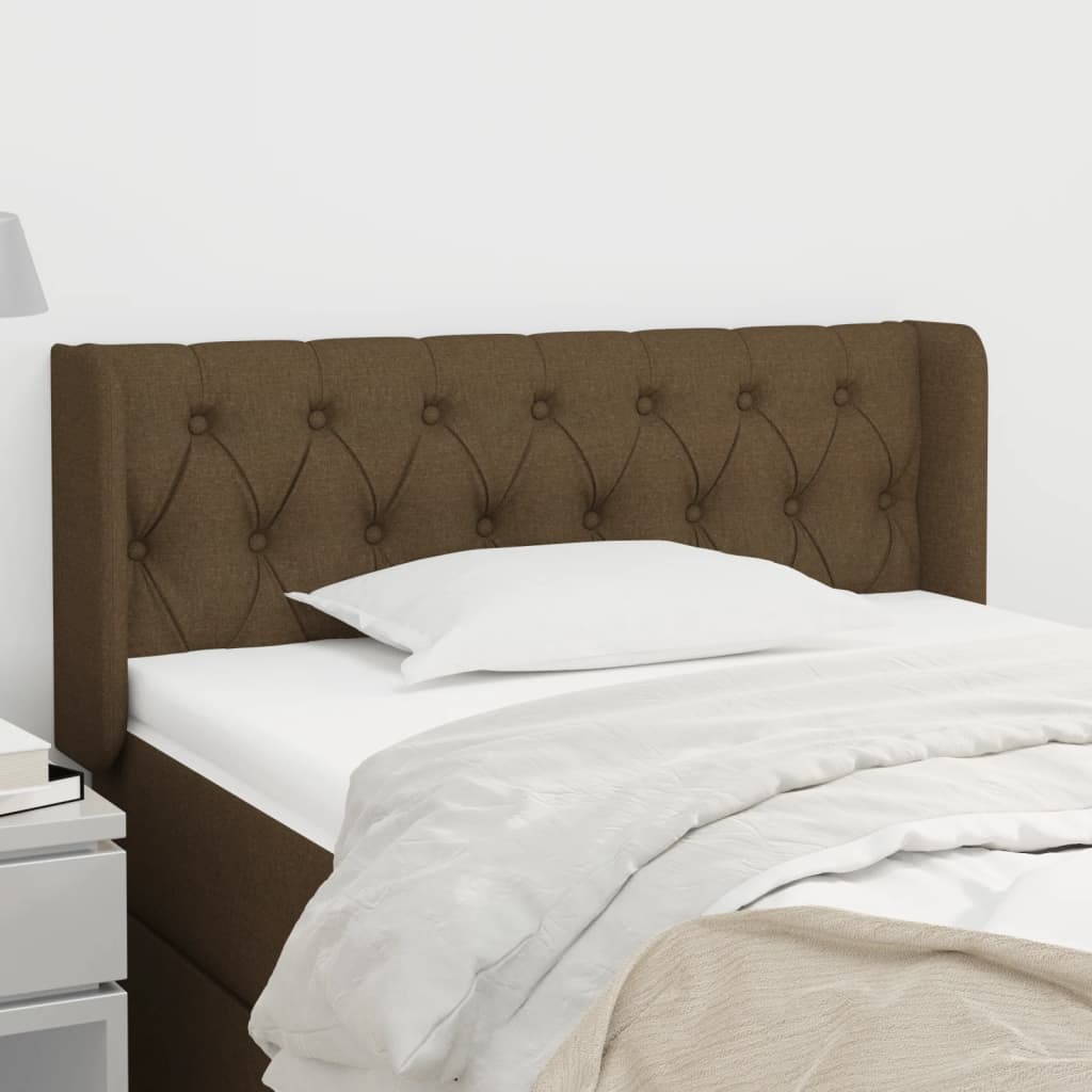 Testiera Ad Orecchio Marrone Scuro 103x16x78/88 Cm In Tessuto