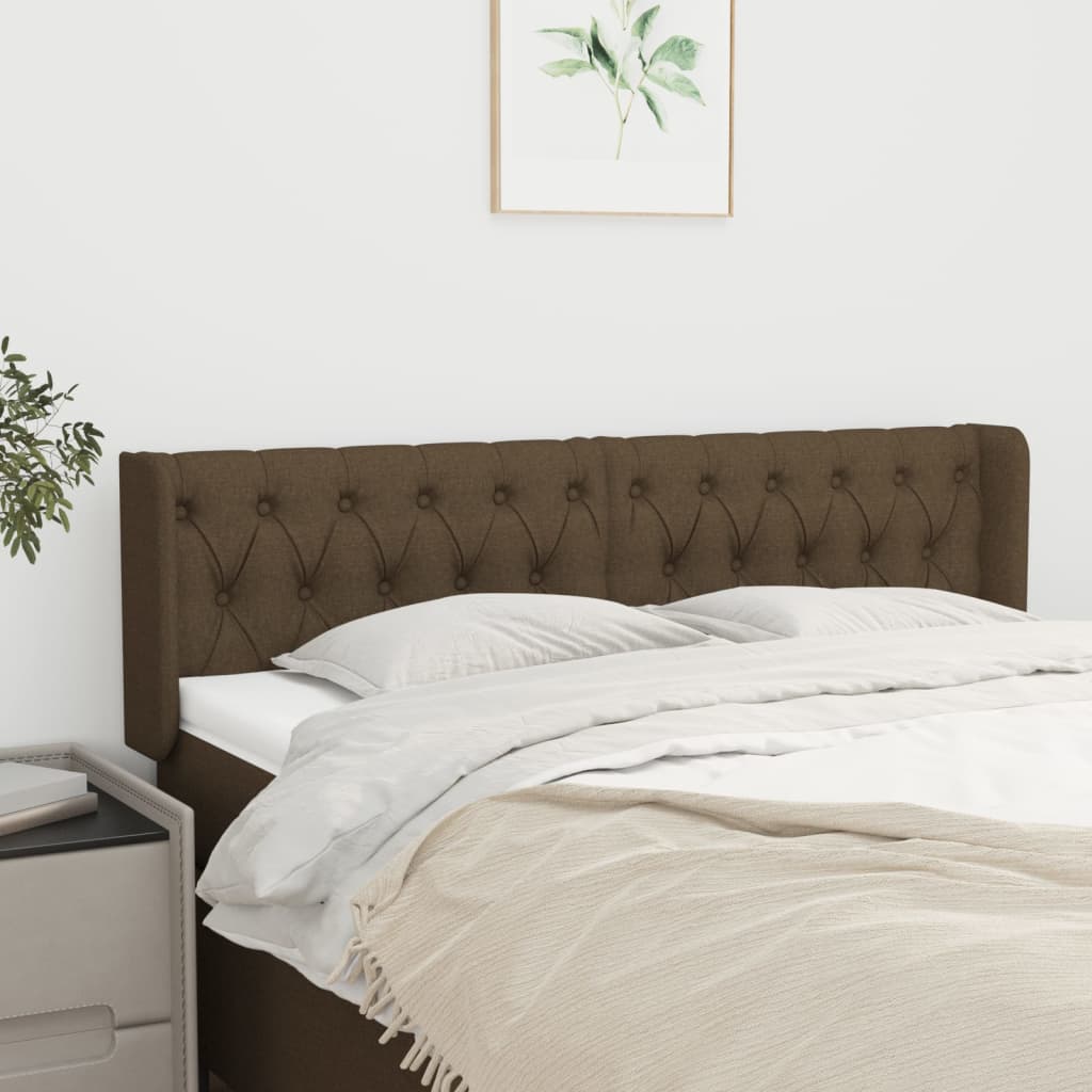 Testiera Ad Orecchio Marrone Scuro 147x16x78/88 Cm In Tessuto