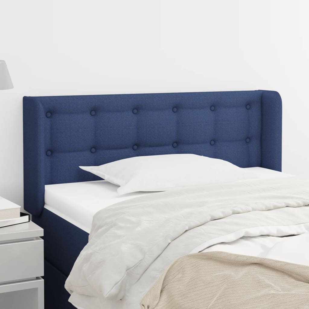 Testiera Ad Orecchio Blu 83x16x78/88cm In Tessuto