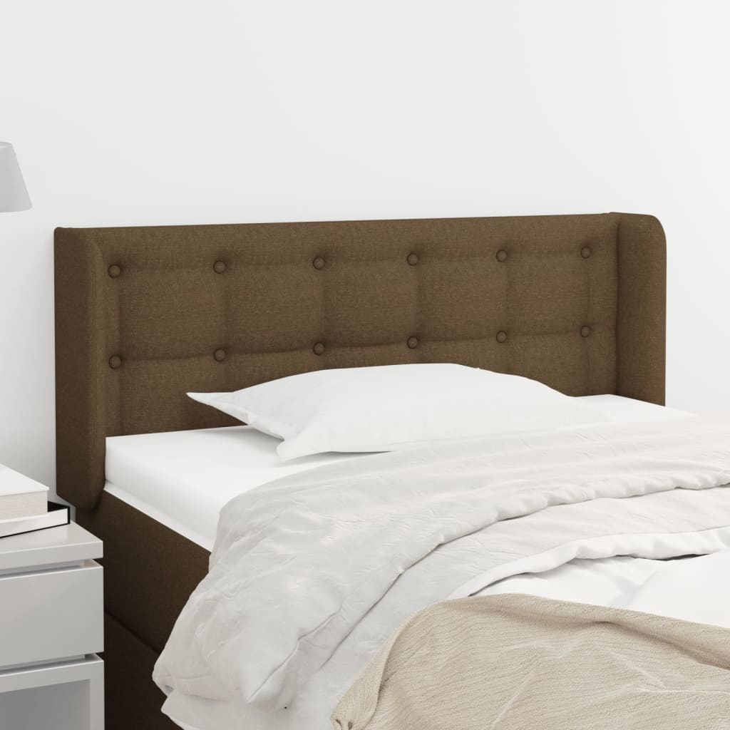 Testiera Ad Orecchio Marrone Scuro 93x16x78/88 Cm In Tessuto