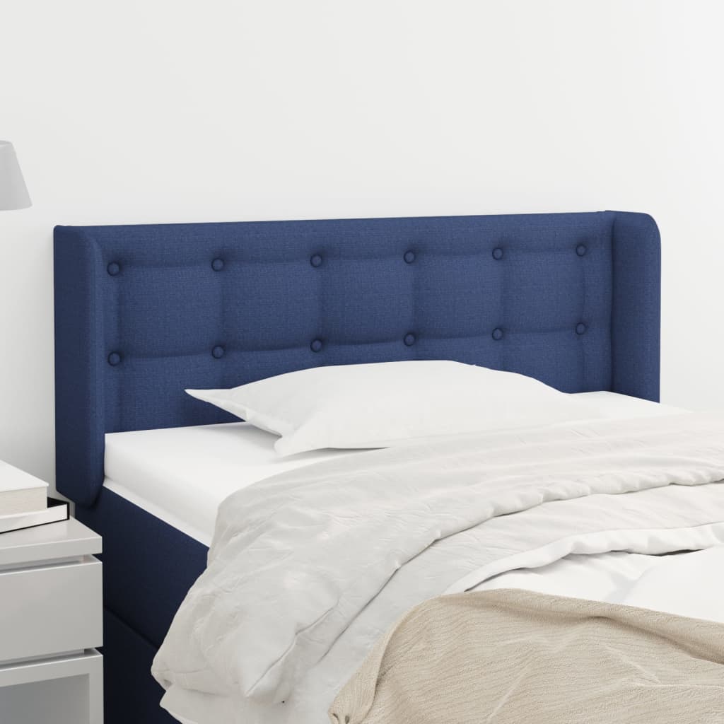 Testiera Ad Orecchio Blu 103x16x78/88cm In Tessuto