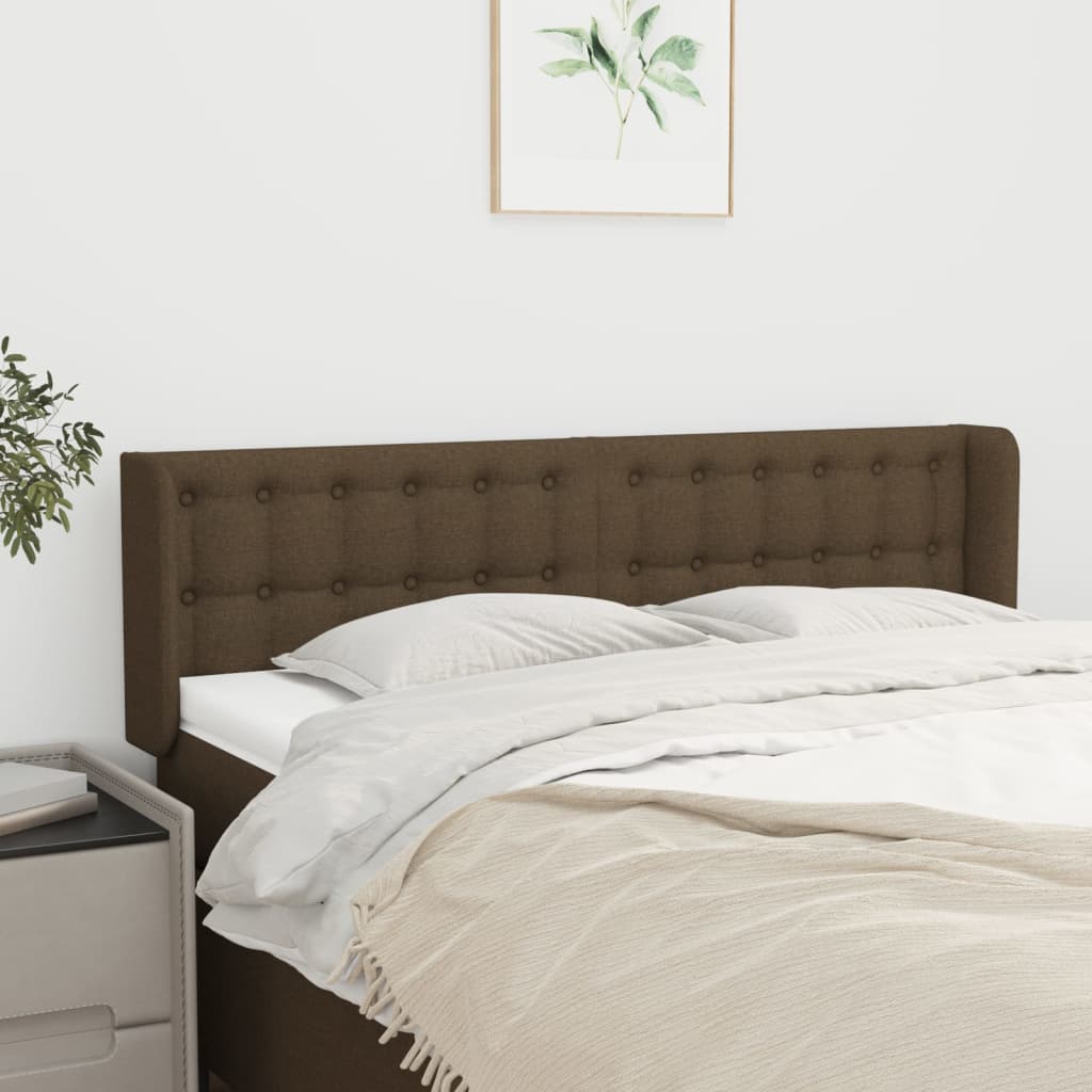 Testiera Ad Orecchio Marrone Scuro 147x16x78/88 Cm In Tessuto