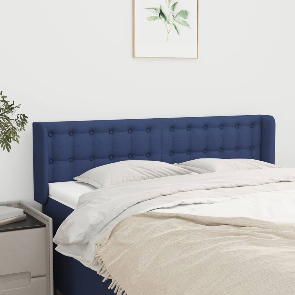 Testiera Ad Orecchio Blu 147x16x78/88cm In Tessuto