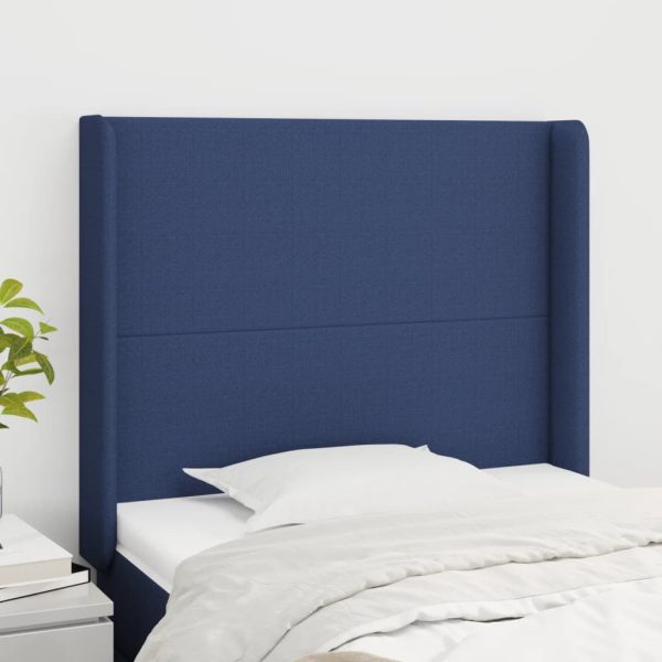 Testiera Ad Orecchio Blu 93x16x118/128 Cm In Tessuto