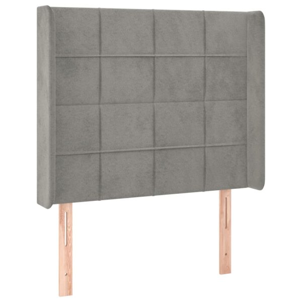 Testiera Ad Orecchio Grigio Chiaro 93x16x118/128 Cm In Velluto - Image 2
