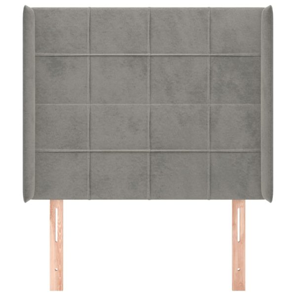 Testiera Ad Orecchio Grigio Chiaro 93x16x118/128 Cm In Velluto - Image 3