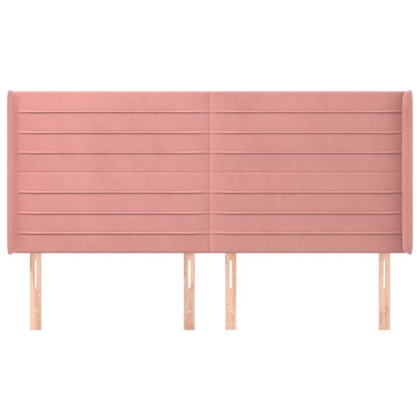 Testiera Ad Orecchio Rosa 163x16x118/128 Cm In Velluto - Image 3