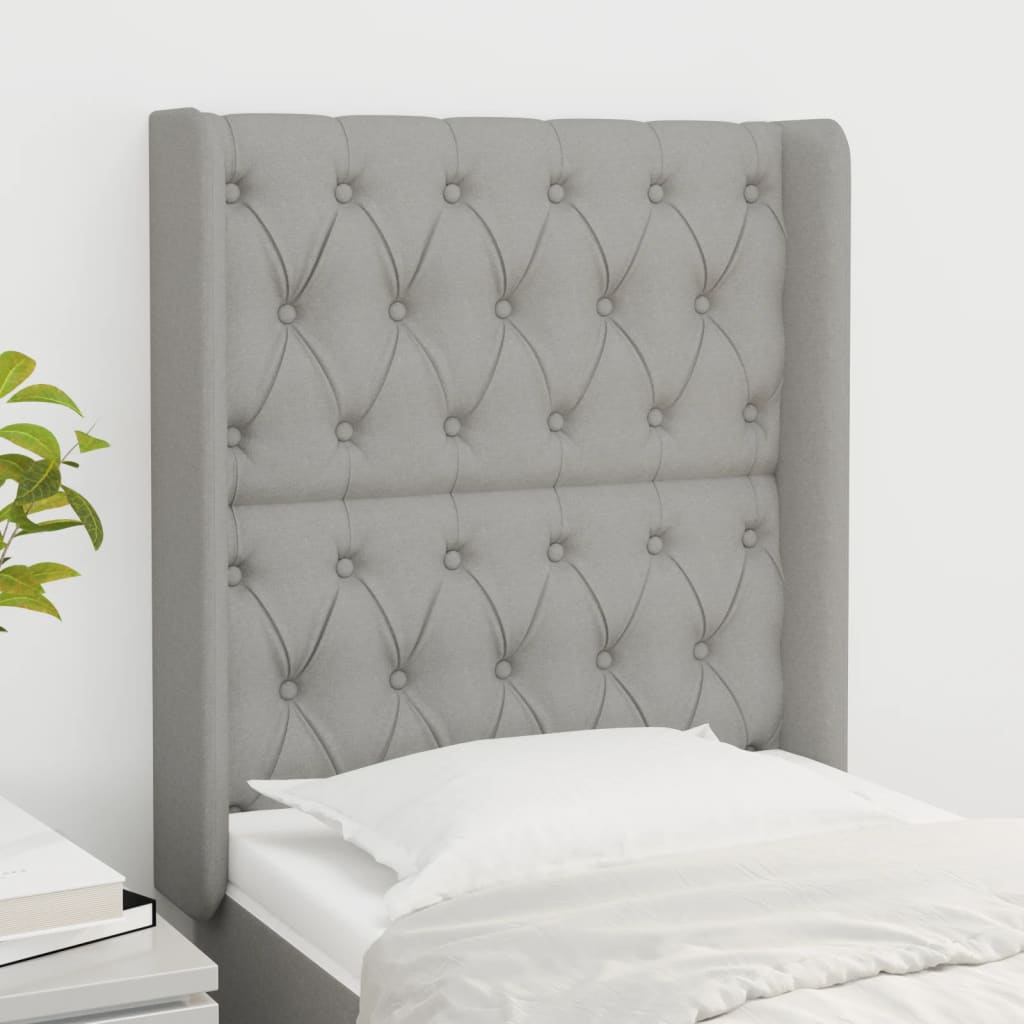 Testiera Ad Orecchio Grigio Chiaro 83x16x118/128 Cm In Tessuto