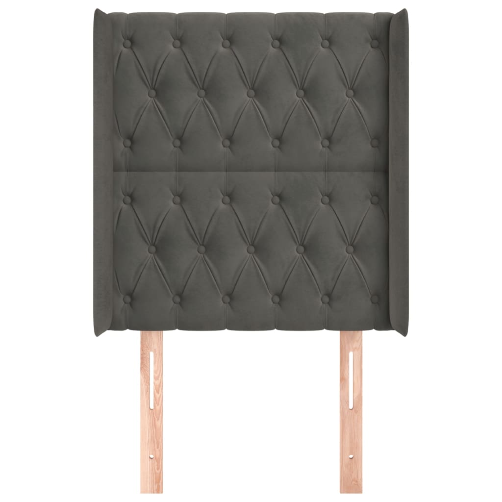 Testiera Ad Orecchio Grigio Scuro 83x16x118/128 Cm In Velluto - Image 3
