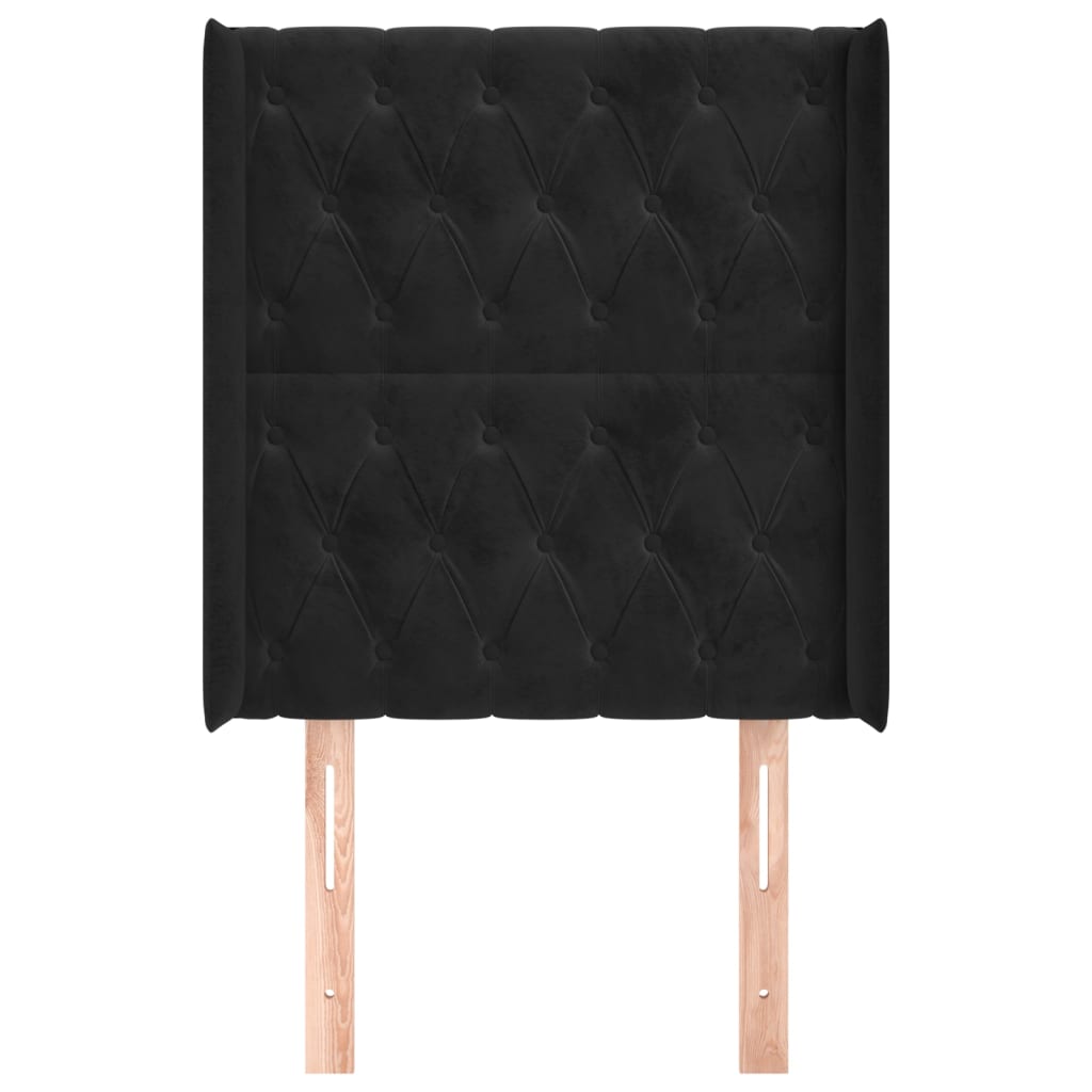 Testiera Ad Orecchio Nera 83x16x118/128 Cm In Velluto - Image 3