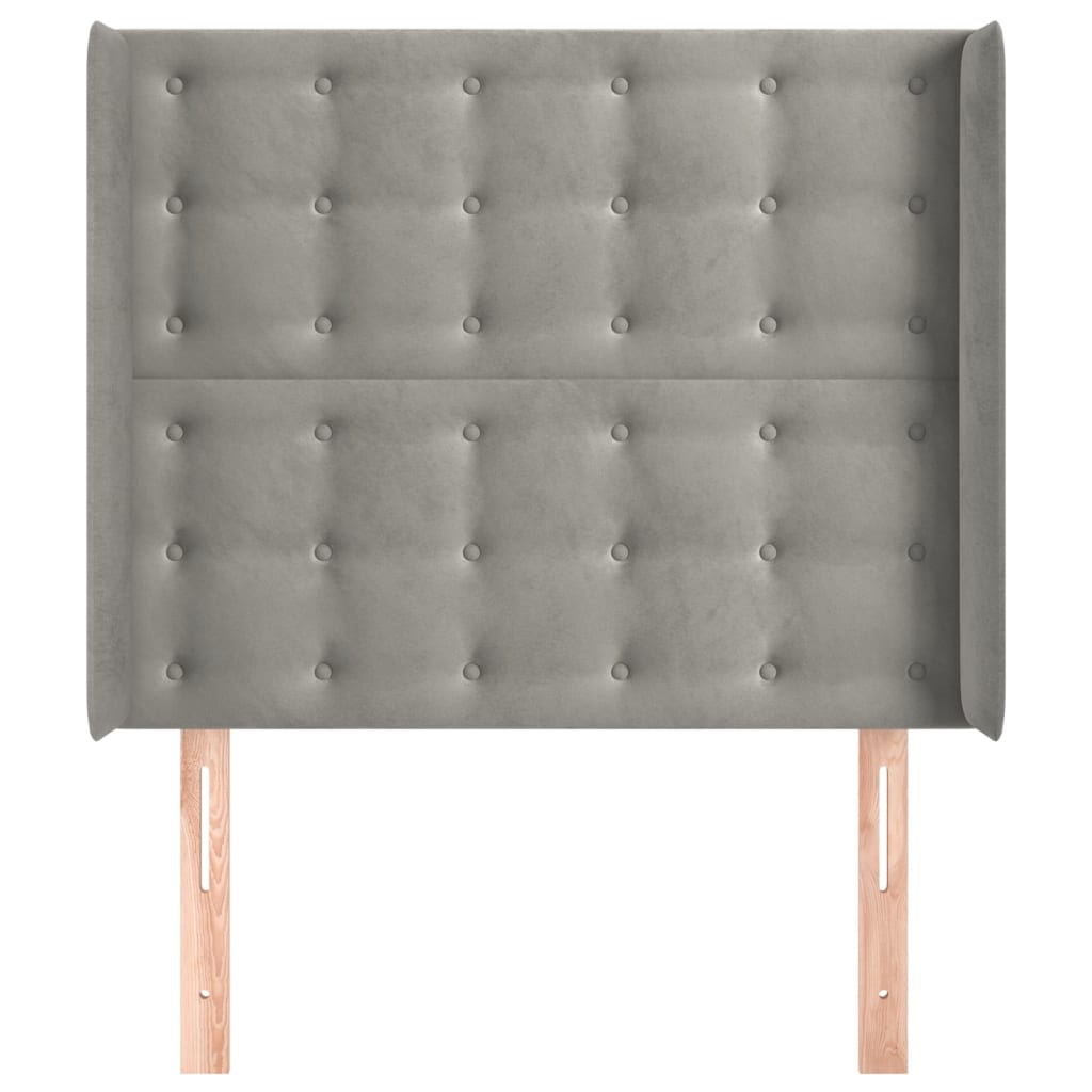 Testiera Ad Orecchio Grigio Chiaro 93x16x118/128 Cm In Velluto - Image 3