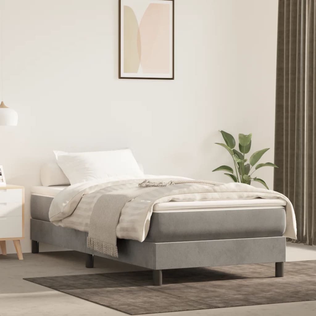 Giroletto Senza Materasso Grigio Chiaro 80x200 Cm Velluto