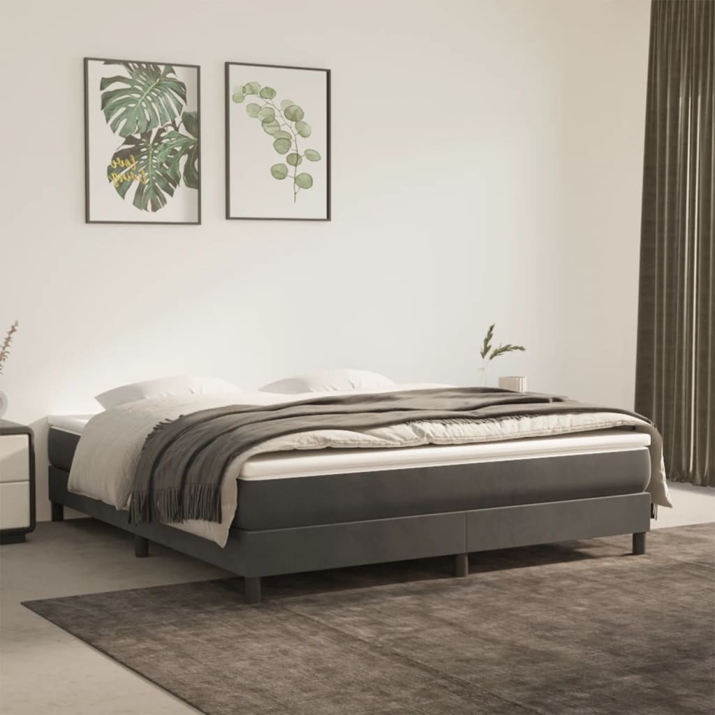 Giroletto Senza Materasso Grigio Scuro 160x200 Cm Velluto