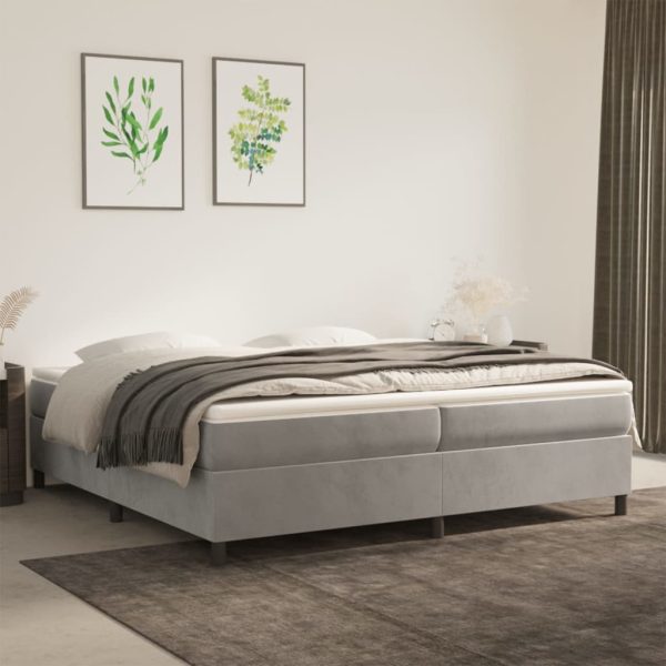 Giroletto Senza Materasso Grigio Chiaro 200x200 Cm Velluto