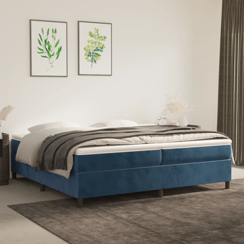 Giroletto Senza Materasso Blu Scuro 200x200 Cm In Velluto