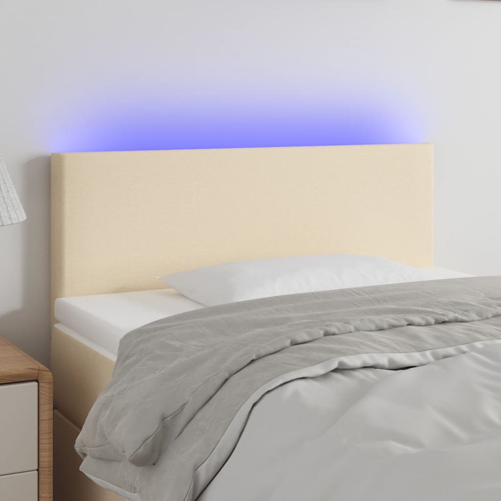 Testiera A Led Crema 90x5x78/88 Cm In Tessuto