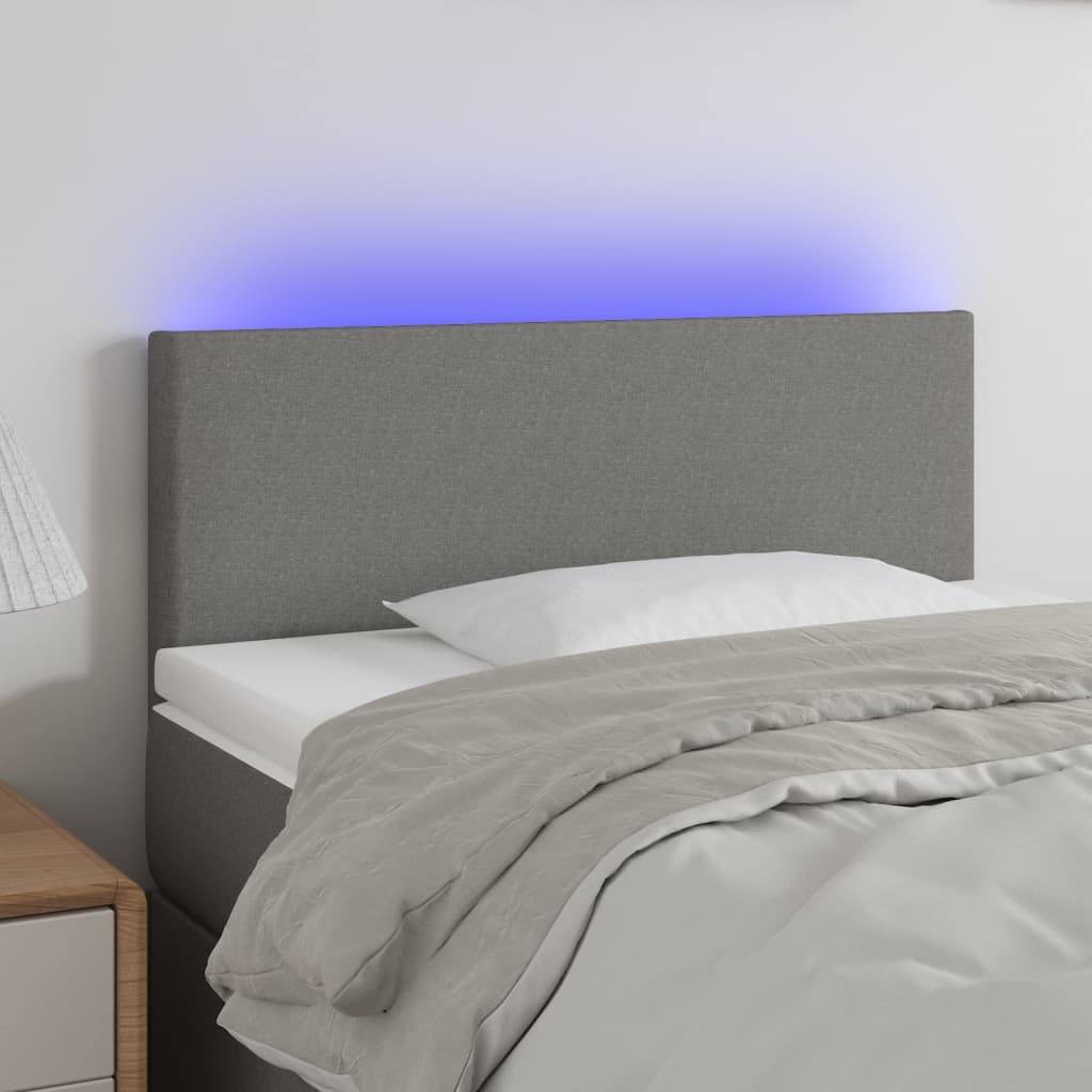 Testiera A Led Grigio Scuro 100x5x78/88 Cm In Tessuto