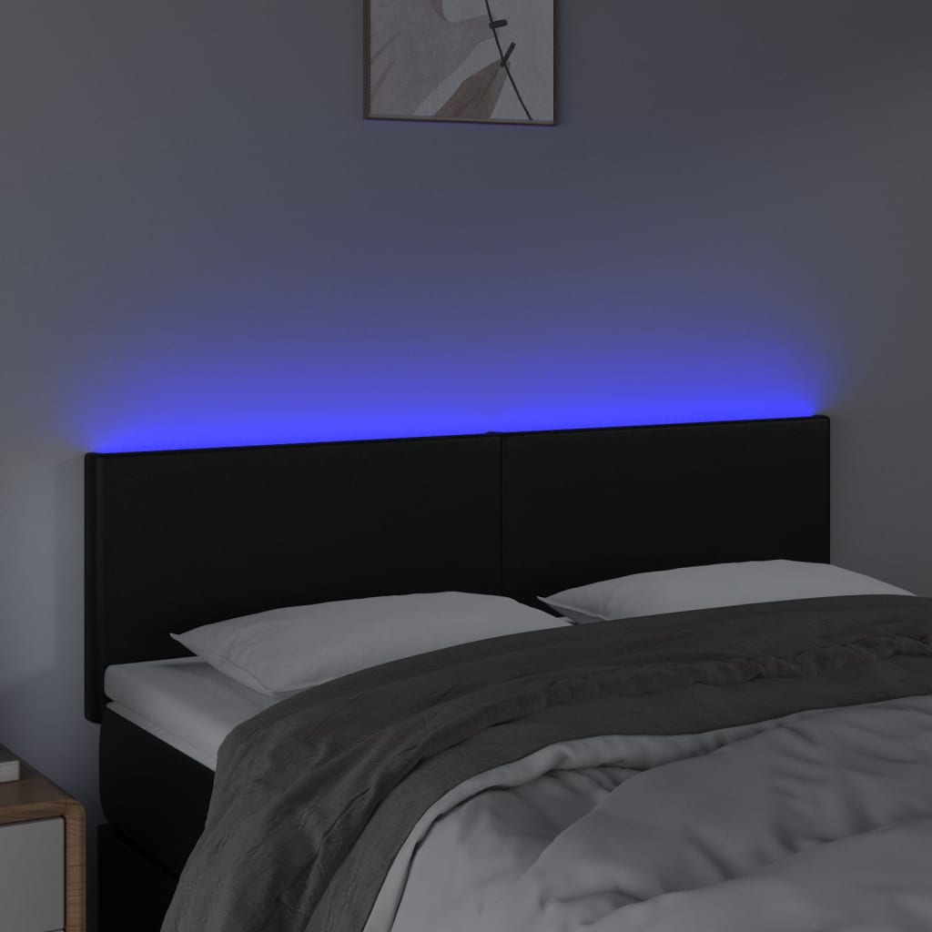 Testiera A Led Nera 144x5x78/88 Cm In Similpelle - Image 3