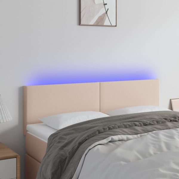 Testiera Cappuccino A Led 144x5x78/88 Cm In Similpelle