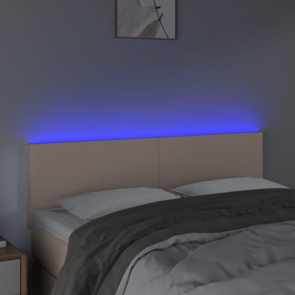 Testiera Cappuccino A Led 144x5x78/88 Cm In Similpelle - Image 3