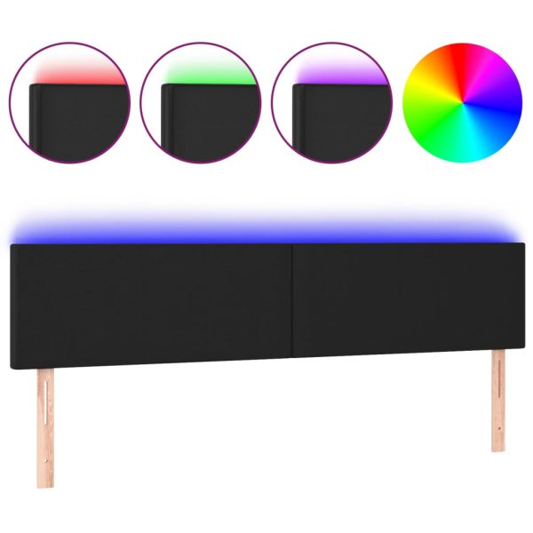 Testiera A Led Nera 180x5x78/88 Cm In Similpelle - Image 2