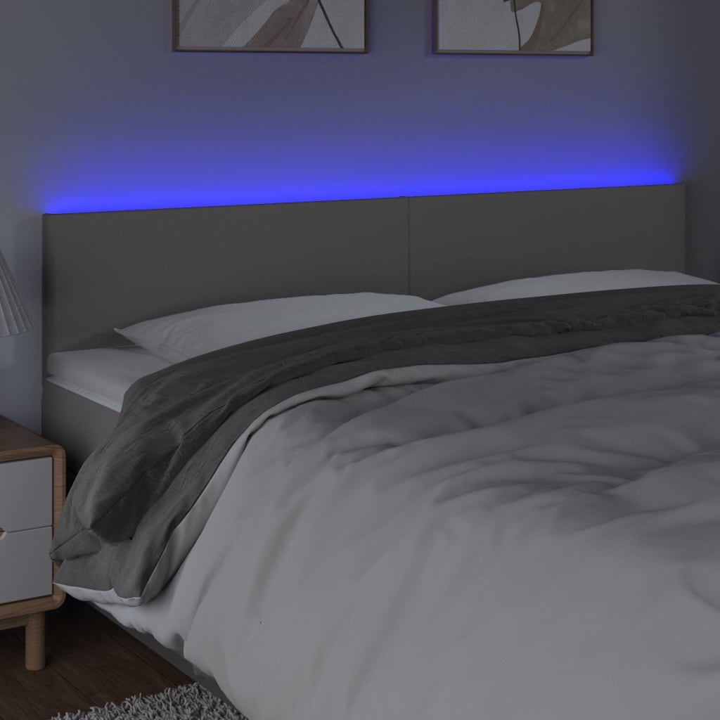 Testiera A Led Grigio 180x5x78/88 Cm In Similpelle - Image 3