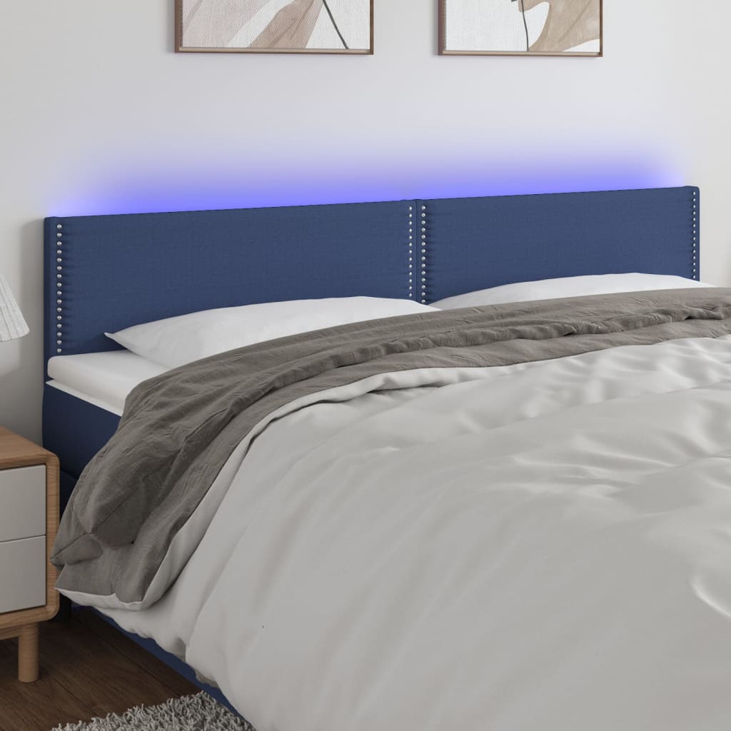 Testiera A Led Blu 160x5x78/88 Cm In Tessuto