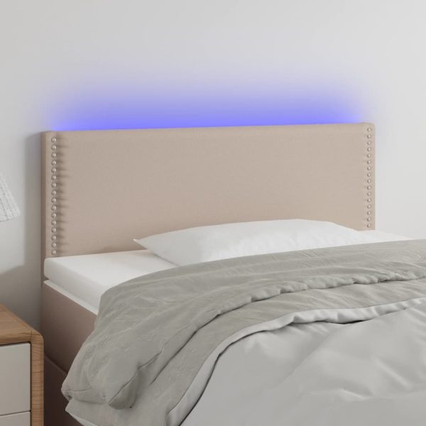 Testiera Cappuccino A Led 80x5x78/88 Cm In Similpelle