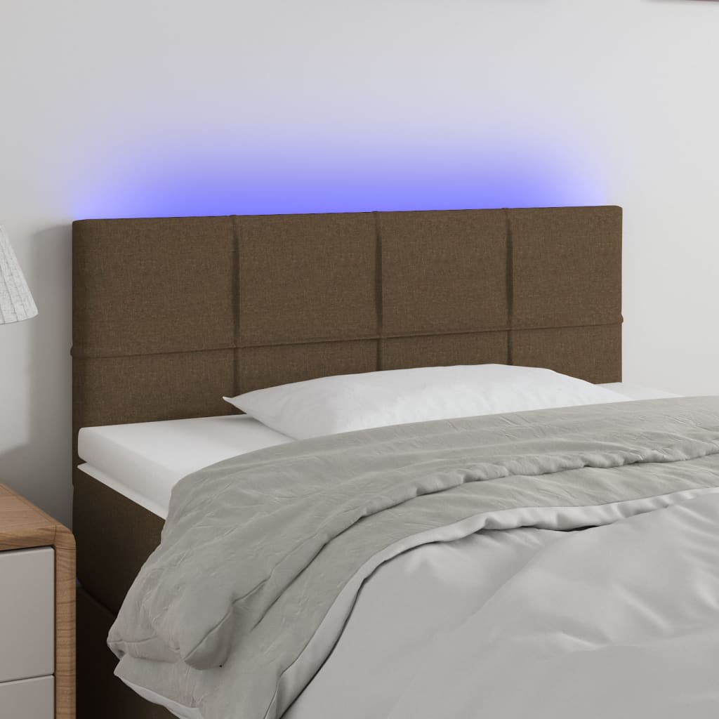 Testiera A Led Marrone Scuro 90x5x78/88 Cm In Tessuto