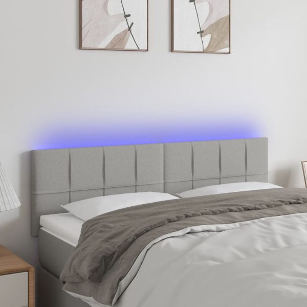Testiera A Led Grigio Chiaro 144x5x78/88 Cm In Tessuto