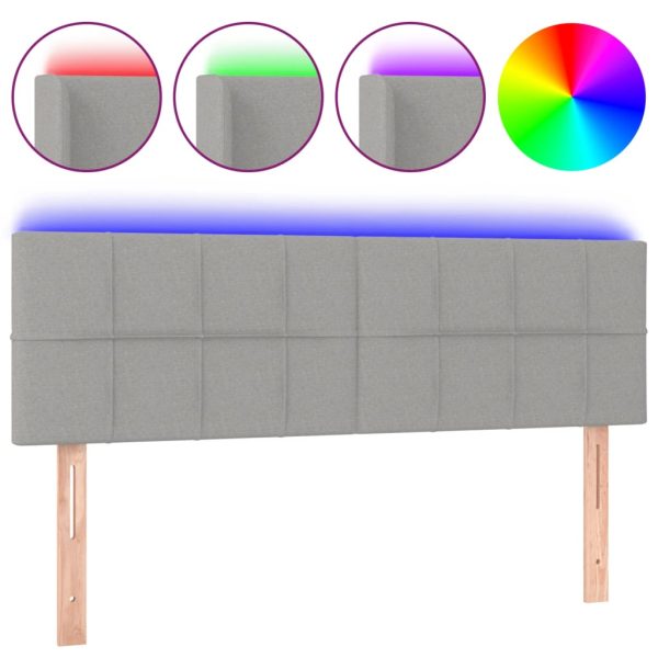 Testiera A Led Grigio Chiaro 144x5x78/88 Cm In Tessuto - Image 2