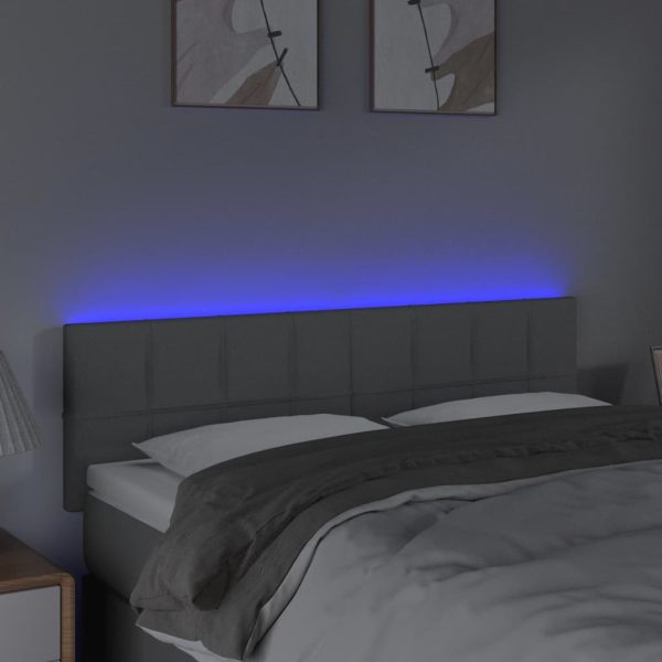 Testiera A Led Grigio Chiaro 144x5x78/88 Cm In Tessuto - Image 3