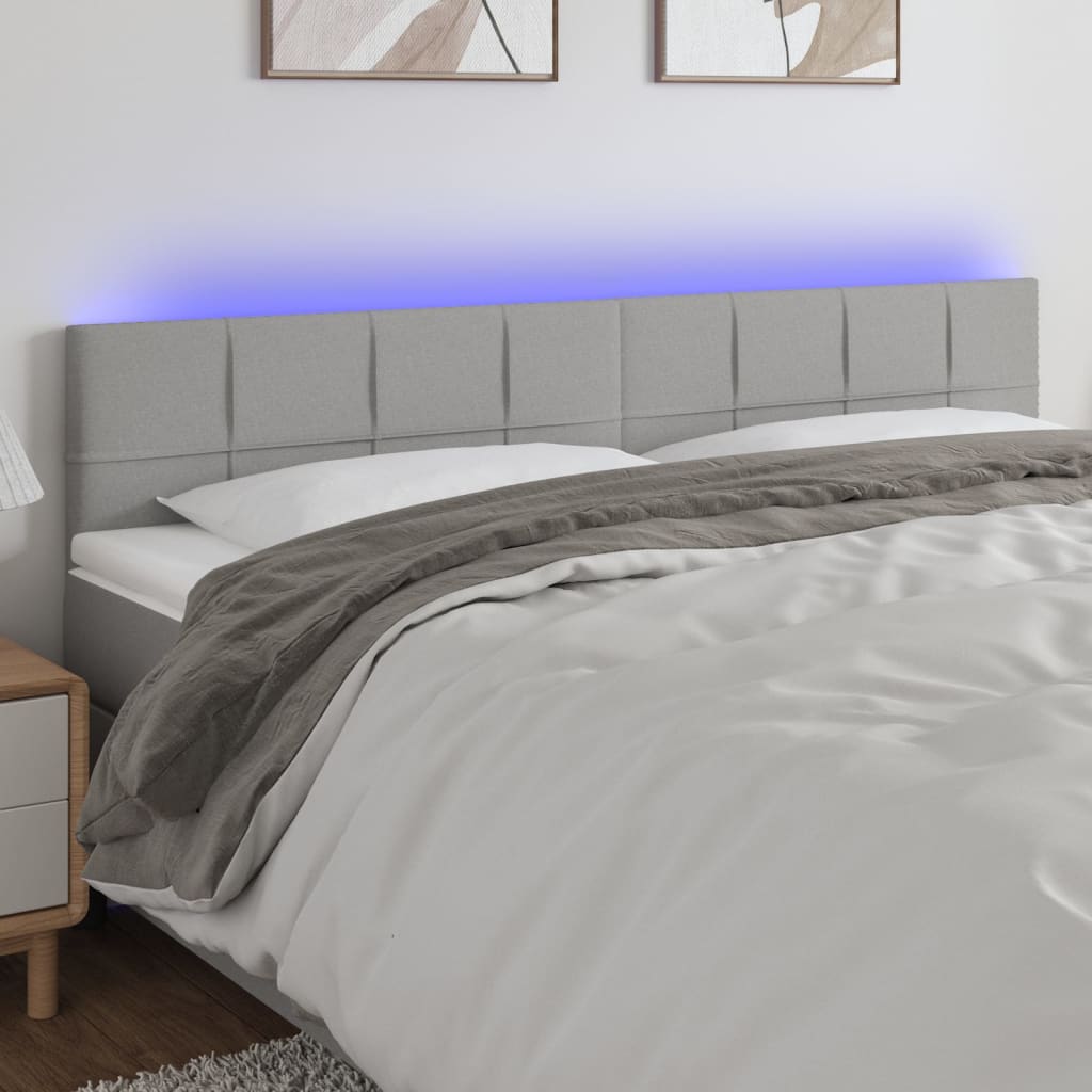 Testiera A Led Grigio Chiaro 180x5x78/88 Cm In Tessuto