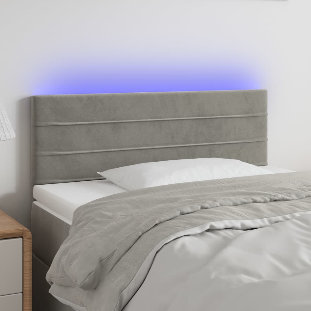 Testiera A Led Grigio Chiaro 90x5x78/88 Cm In Similpelle