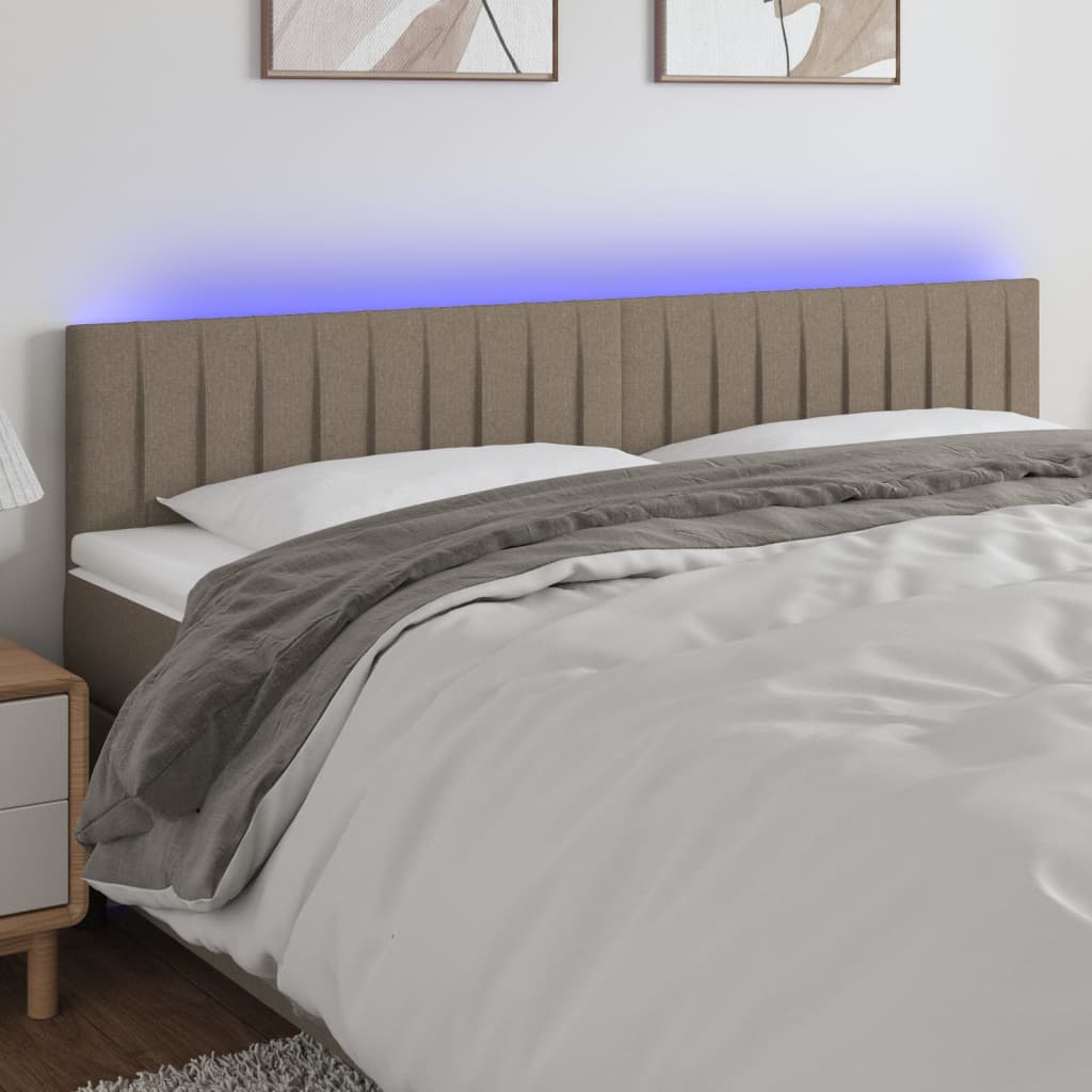 Testiera A Led Tortora 200x5x78/88 Cm In Tessuto