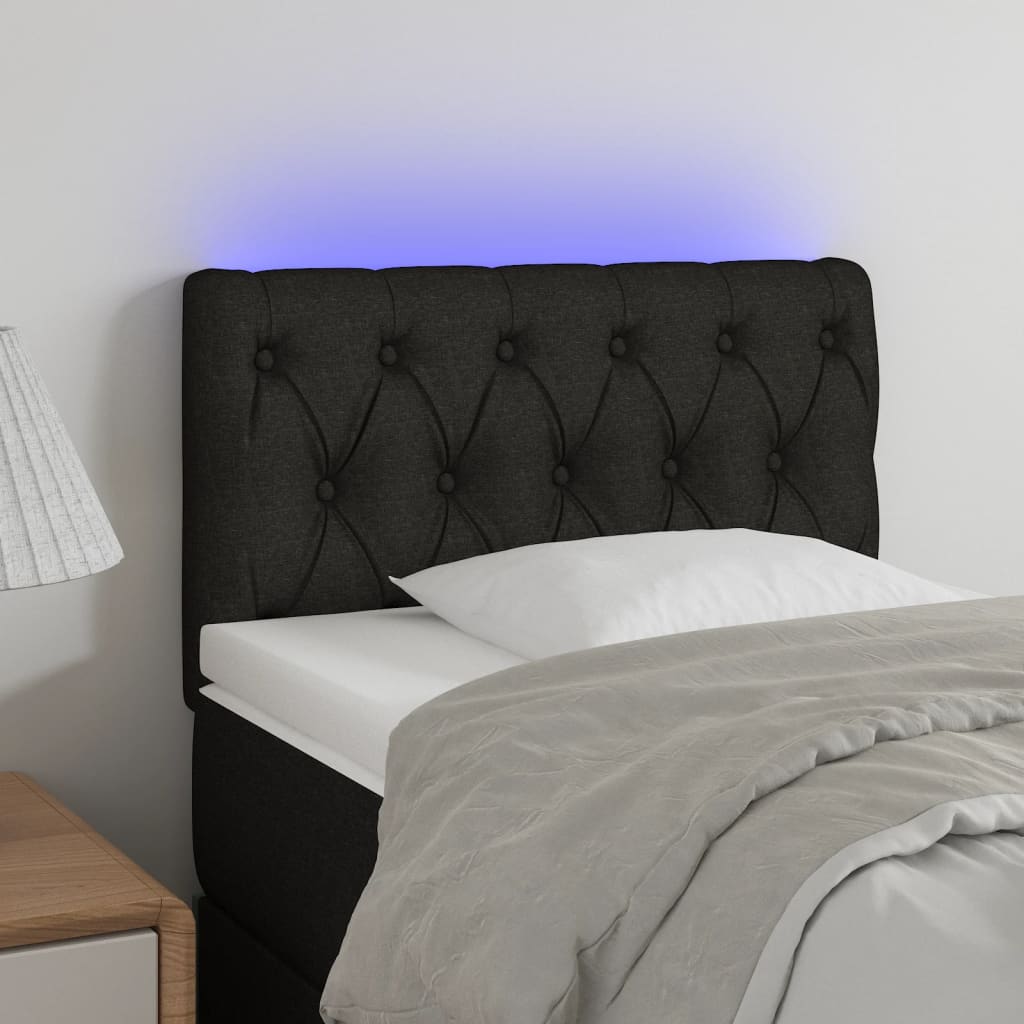 Testiera A Led Nera 80x7x78/88 Cm In Tessuto