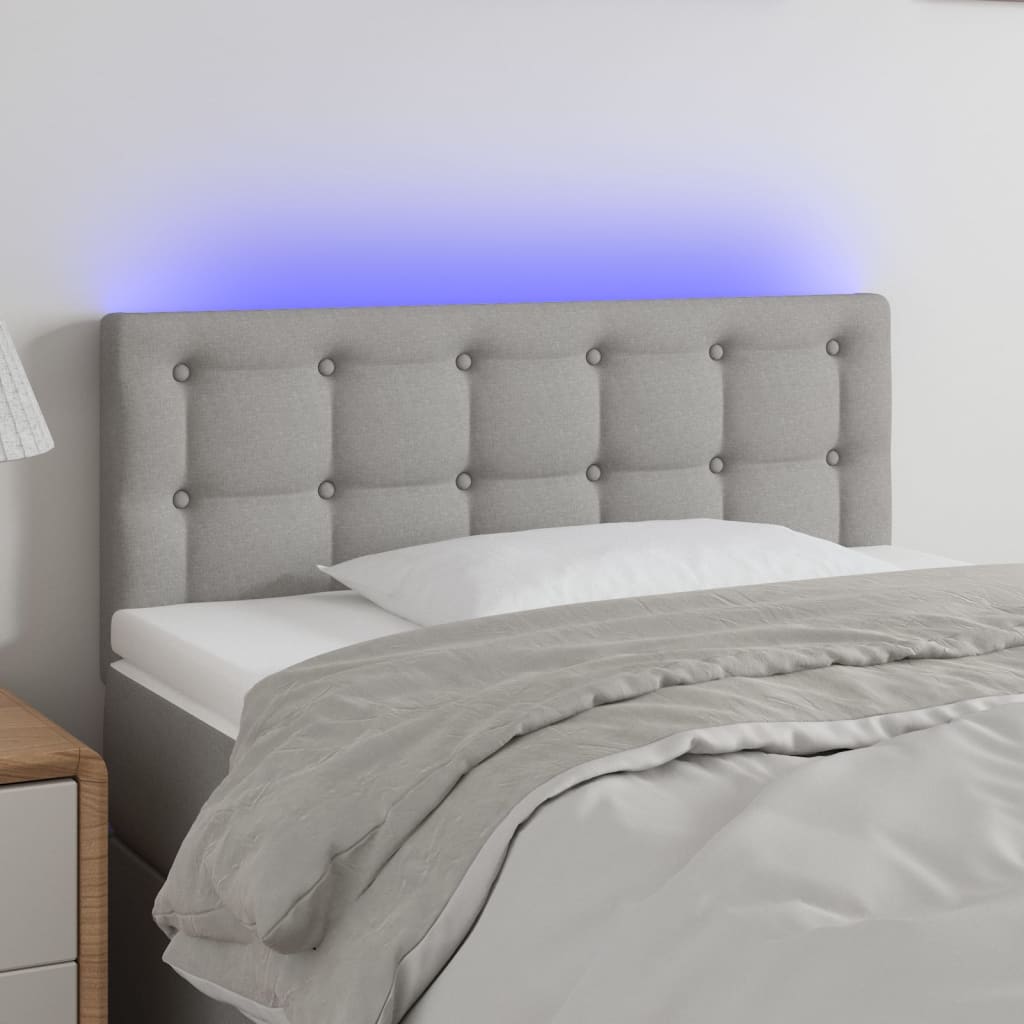 Testiera A Led Grigio Chiaro 90x5x78/88 Cm In Tessuto