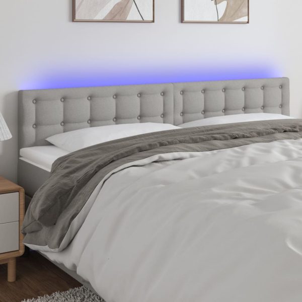 Testiera A Led Grigio Chiaro 160x5x78/88 Cm In Tessuto