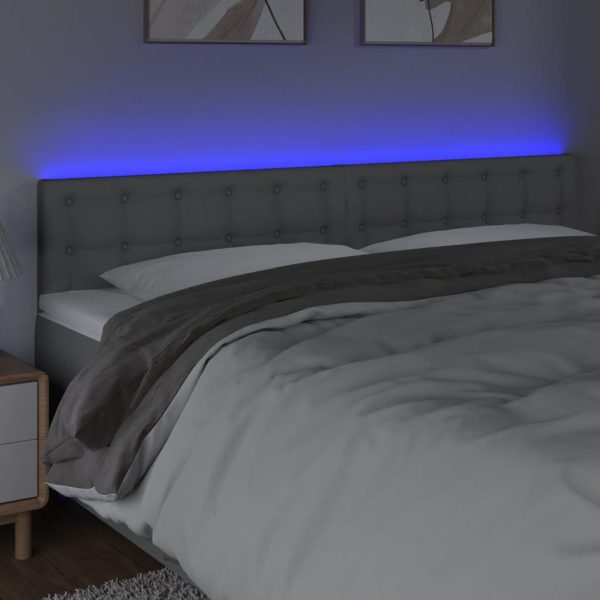 Testiera A Led Grigio Chiaro 160x5x78/88 Cm In Tessuto - Image 3