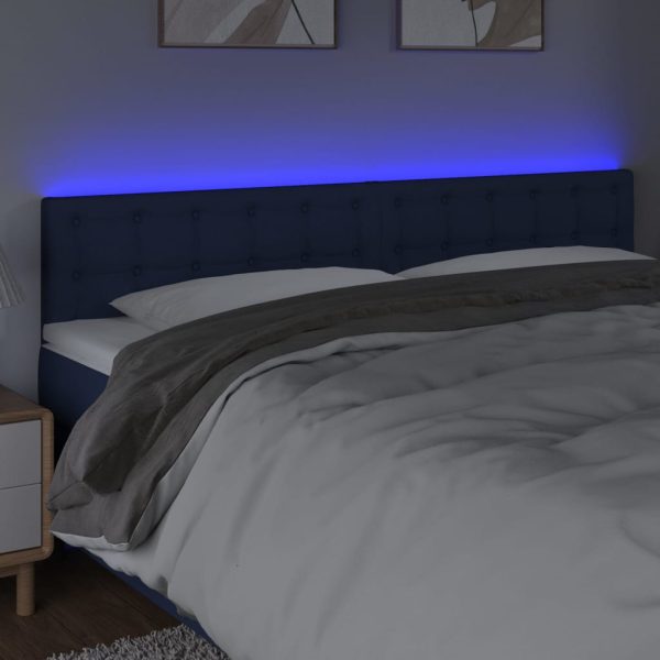 Testiera A Led Blu 160x5x78/88 Cm In Tessuto - Image 3
