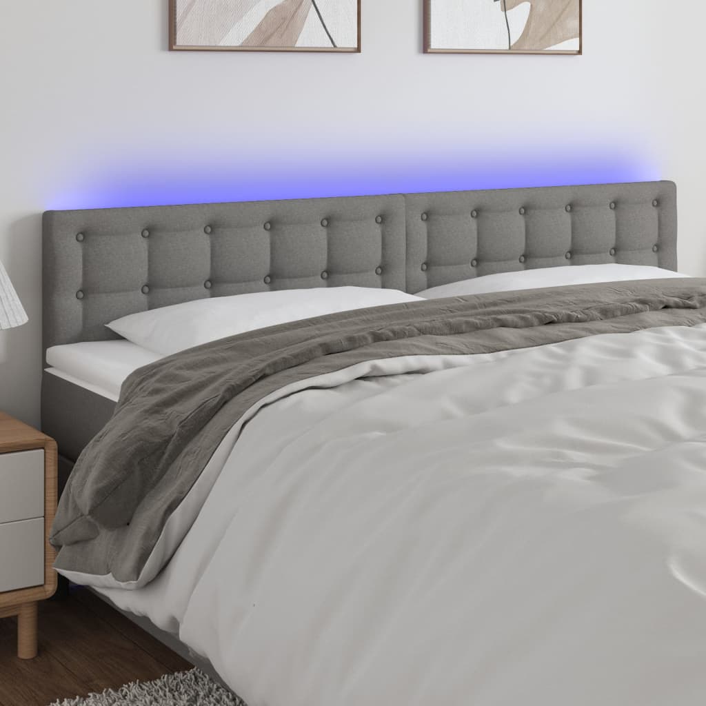 Testiera A Led Grigio Scuro 180x5x78/88 Cm In Tessuto