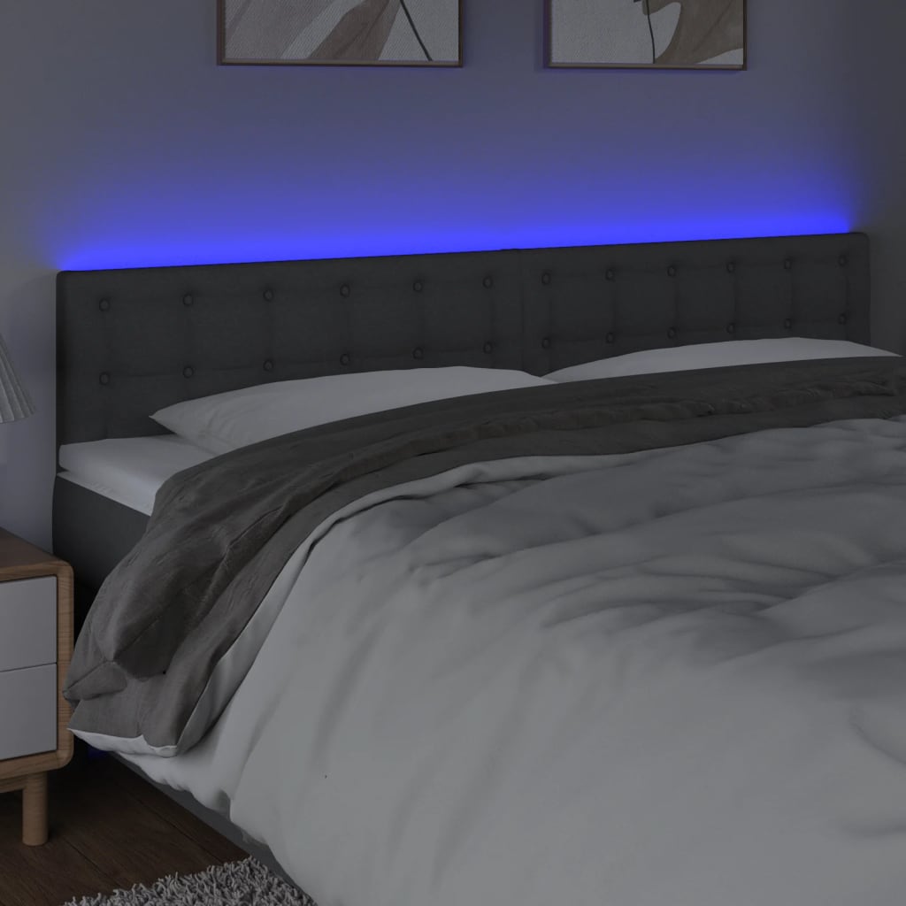 Testiera A Led Grigio Scuro 180x5x78/88 Cm In Tessuto - Image 3