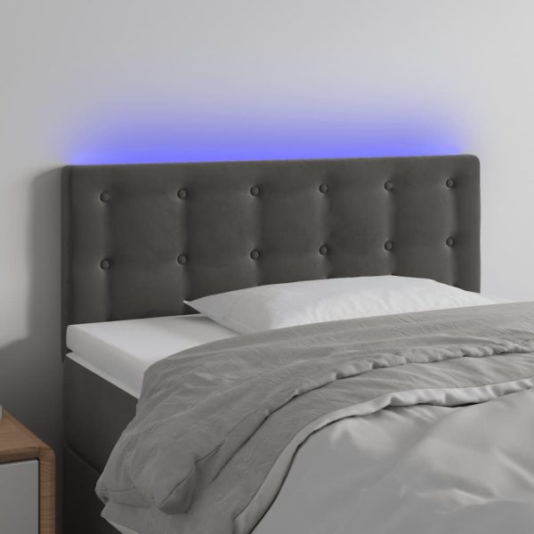 Testiera A Led Grigio Scuro 100x5x78/88 Cm In Velluto