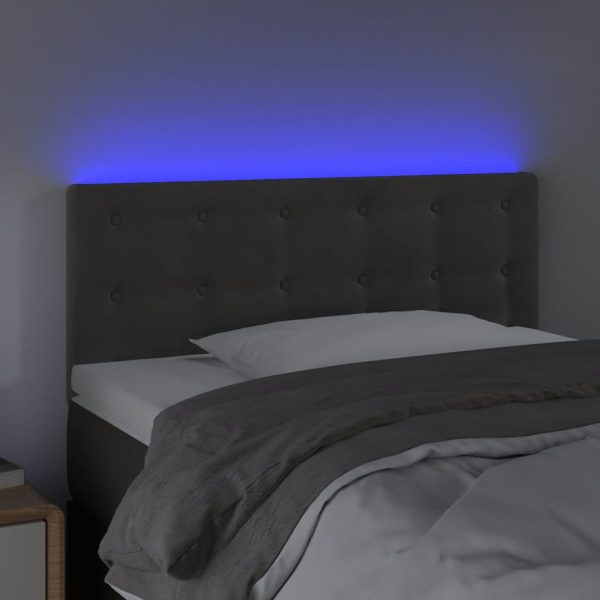 Testiera A Led Grigio Scuro 100x5x78/88 Cm In Velluto - Image 3