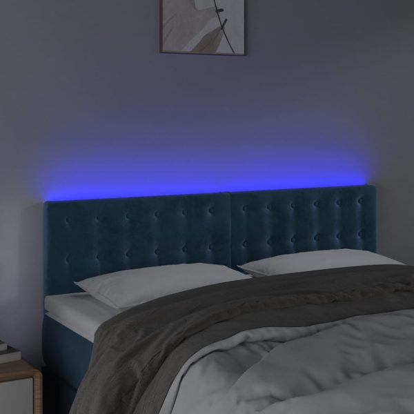 Testiera A Led Blu Scuro 144x5x78/88 Cm In Velluto - Image 3