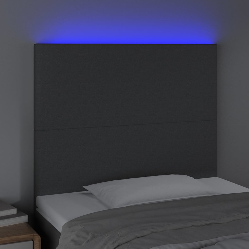 Testiera A Led Grigio Scuro 80x5x118/128 Cm In Tessuto - Image 3
