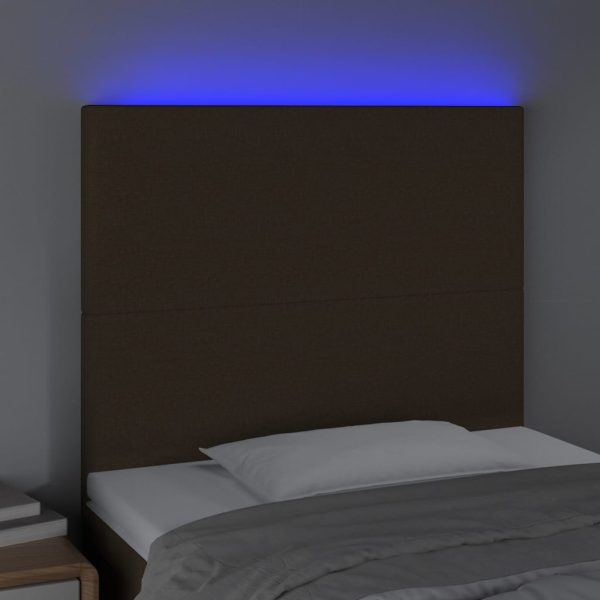 Testiera A Led Marrone Scuro 90x5x118/128 Cm In Tessuto - Image 3